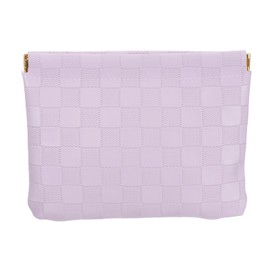 PATIKIL Small Snap Closure Pouches for Purse, 5.5"x7.1" Mini Waterproof Leather Checkered Makeup Bag Portable No Zipper Self-Closing Travel Pocket Organizer Pouch Cosmetic Bag, Purple