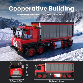 Mould King 24069 Clamping Blocks Truck Toy Building Blocks Container Truck Model Kit Red Truck Model MOC Collectibles Gifts for 8+ Children and Adults (630 Pieces)