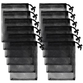 12PCS Small Mesh Bags Drawstring 4x6, Black Nylon Storage Mesh Bags, Mini Mesh Drawstring Bag Small Travel Stuff Bags