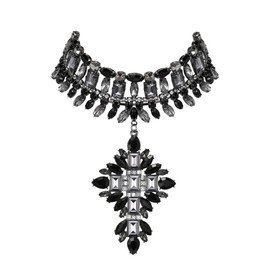 EVER FAITH Costume Statement Bib Necklace, Sparkling Rhinestone Crystal Vintage Art Deco Chunky Choker Necklace for Women, Crystal