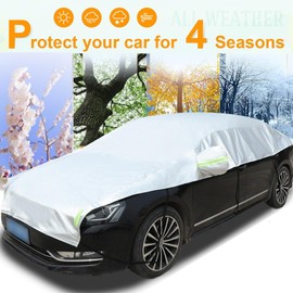 Half Car Cover Top Waterproof All Weather, Car Covers Outdoor Indoor for All Season Waterproof Dustproof Hail UV Resistant Snowproof Universal Sedan