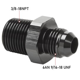 Podavelle -6AN Male Flare to 3/8" NPT Pipe Straight Fitting Adapter Aluminum Black