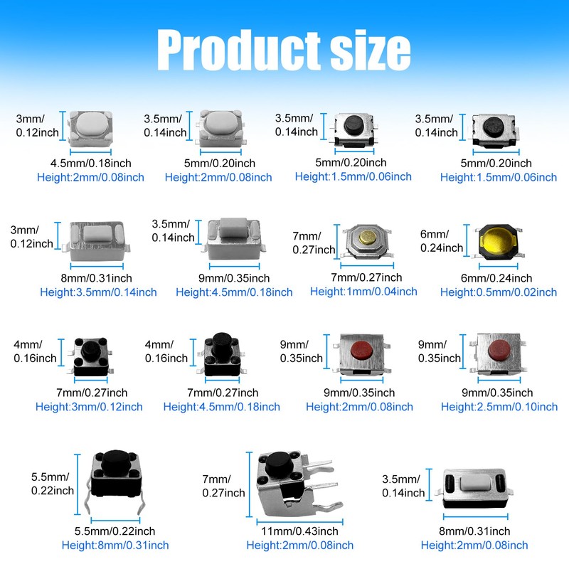 300 Pcs Micro Switch Tactile Button Tactile Push Button Switch