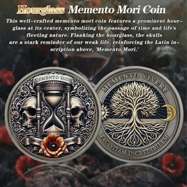 IELCJJ 5 PCS Tree of Life Memento Mori Coin – Skull Memento Vivere Token EDC Challenge Coin Stoic Token for Daily Stoic Practice - Inspirational Memento Vivere Coins