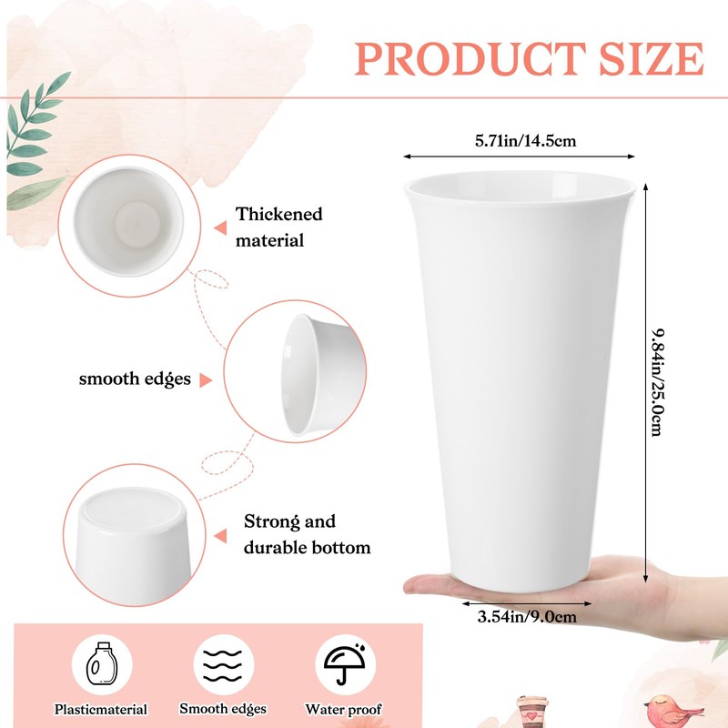 Ninehaoou 24 Pack Flower Buckets 9.84 Inch Plastic Flower Vases
