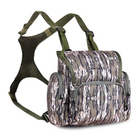 skiguard Bino Harness with Rangefinder Pouch & Rain Cover, Lightweight Binocular Harness Chest Pack (Bark Camo)