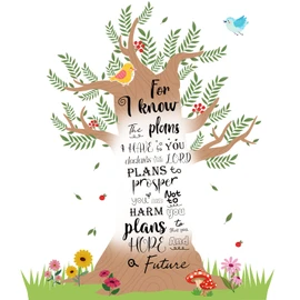 Pajean Christian Bulletin Board Sets Religious Christian Classroom Decor Tree Wall Cutouts Decor for Elementary School Teacher Chalkboard Supplies (Bible Style)