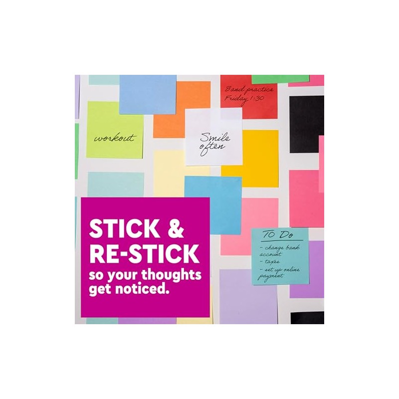 Post-it Super Sticky Notes Notas adhesivas, 7.6 x 7.6 cm,