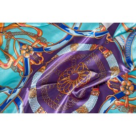 GLORIS Silk Scarf Women's Elegant 90 x 90 cm Silk Scarf Hair Silk Scarf Women's Silk Elegant Satin Scarf Neckerchief Silk Women's Bandana Scarf Headscarves Women's Neck Scarf, Purple