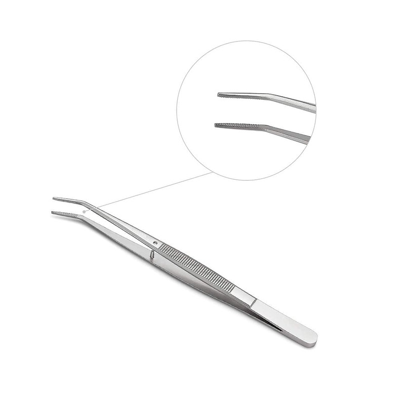 Stainless Steel Tweezers, with Curved Serrated Tip Multipurpose Sewing Machine