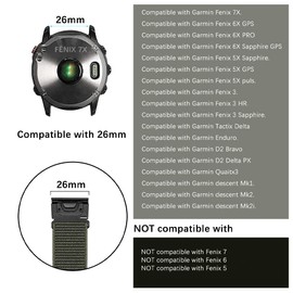 SeNool Nylon Strap for Garmin Enduro 3/Fenix 8 51 mm/Epix 2 Pro 51 mm, [26 mm QuickFit Replacement Strap Watch Strap for Garmin Fenix 7X Pro Solar/Fenix 7X/6X GPS/6X Pro/6X Sapphire GPS/5X Sapphire -