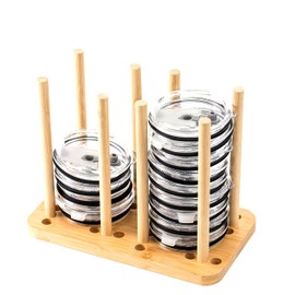 Dxiunove Adjustable Lid Holder, Made of Bamboo Lid Holder Kitchen, Lid Organiser, Kitchen Lid Organiser, Holds up to 20 Lids, Cabinets and Work Surfaces Free from Excess Organisation (Oak)