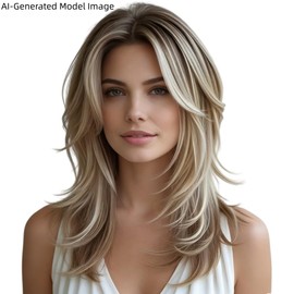 18 Inch High Temperature Fiber Layered Synthetic Wig for Women