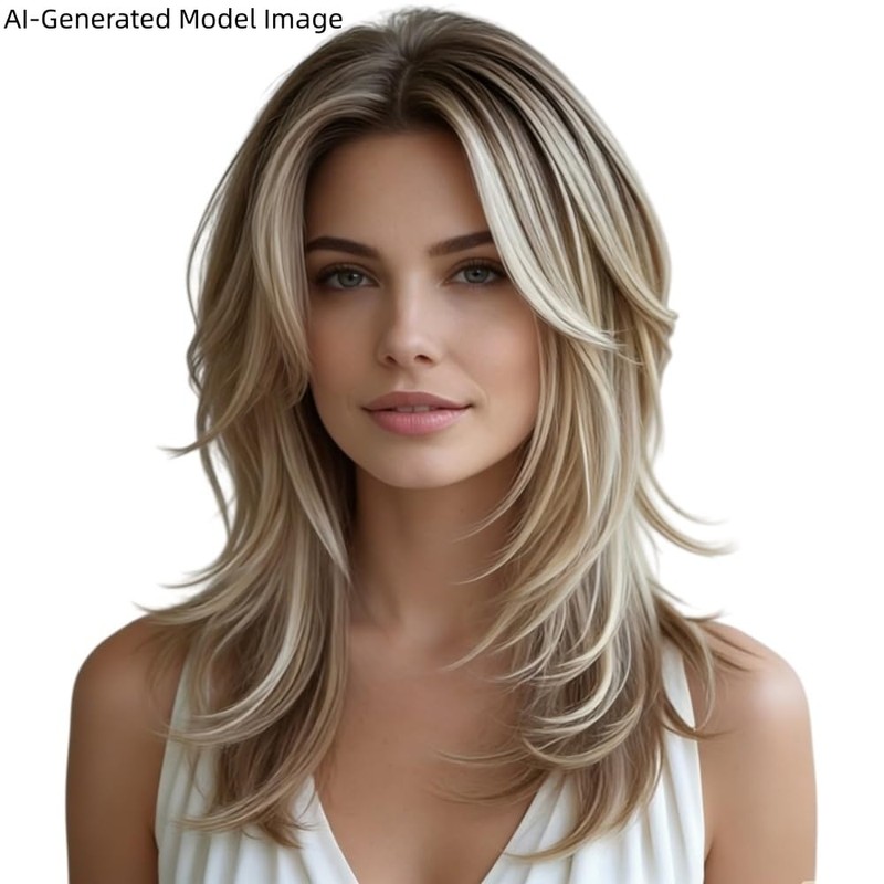 18 Inch High Temperature Fiber Layered Synthetic Wig for Women