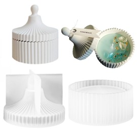 TOPYS-20220907 - Moldes de silicona para velas, diseño de rayas circulares, para hacer cajas de almacenamiento de hormigón y yeso epoxi UV, decoración del hogar, macetero de hormigón