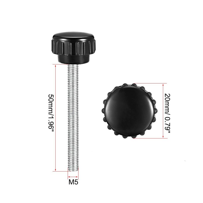 sourcing map M5 x 50mm Metric Male Thread Knurled Clamping