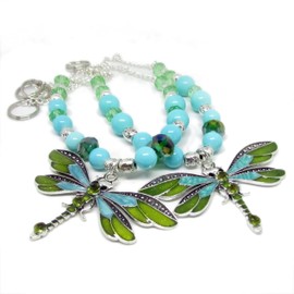 Turquoise Dragonfly Curtain Tiebacks, Dragonfly Tiebacks, Aqua Curtain Ties, Beaded Tiebacks, Shabby Chic Tiebacks, Bedroom Window Decor, Curtain Ties