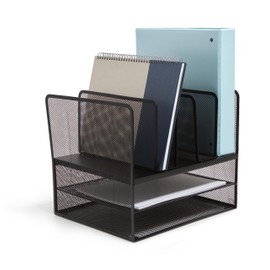TRU RED Staples TR57537-CC - Organizador de archivos de malla de alambre con 7 compartimentos, color negro mate