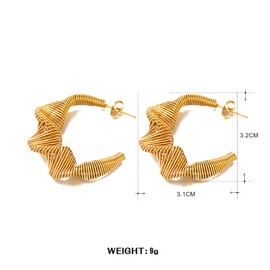 14K Gold Wire Twist C Stud Earrings for Women, Stylish Irregular Geometry Spiral Hoop Earrings,Unique Glossy Anniversay Jewelry Gifts (Gold2)