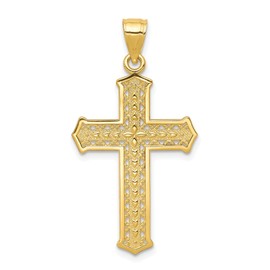 IceCarats 10K Solid Yellow Gold Holy Cross Necklace Religious Chain Pendant Jesus Christ Charm Only