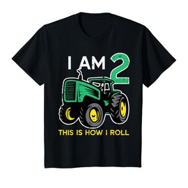 Kids 2nd Birthday Tractor I Am 2 Years Old Farm Truck Boys Kids T-Shirt