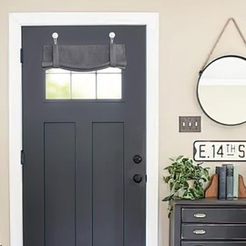 NICETOWN Linen Blackout RV Camper Curtains for Small WIindow, Classroom Door Covering for Privacy, Lockdown Shade with Hook, 1 Panel, 24 inch Wide x 18 inch Long, Grey