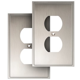 Henne Bery Soft Modern Decorative Wall Plate Switch Plate Outlet Cover (Single Duplex 2PK, Satin Nickel)