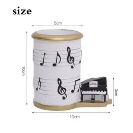 Jaugufiy Resin Piano Music Note Sculpture Pen Holder Pencil Holder Pen Organizer Cosmetic Brush Holder Decorative Pen Box Pen Pot Makeup Brush Pot