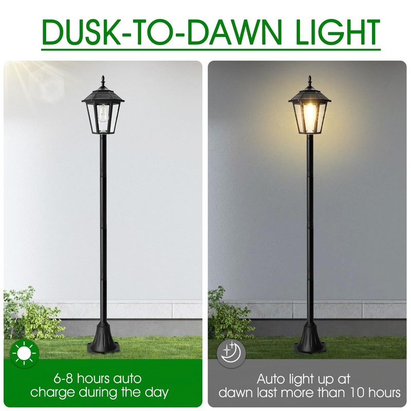 Eyrosa 66" Metal Solar Lamp Post Light 50 Lumens, 2