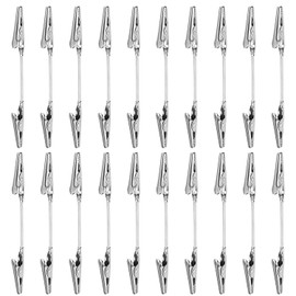 PATIKIL 20 clips de cocodrilo de doble cabeza, clip de metal largo para manguera de cocodrilo, clips fuertes para notas, notas, notas de fotos, color plateado