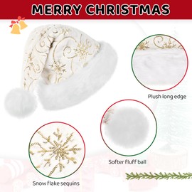 CITÉTOILE Christmas Hat,Santa Hats for Adults,Christmas Hat for Men and Women,Xmas Santa Claus Hat for Christmas Party, New Year, Holidays, Party Decorations