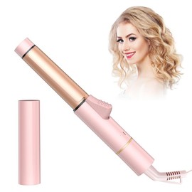 Mini Curling Iron Travel Curling Iron with Storage Bag, Dual Voltage, 3 Adjustable Temperatures, Europe Travel Essentials for Women Comfort Curler Pink Hair Type Customizable Easy Access Compact Versatility - Color: Pink