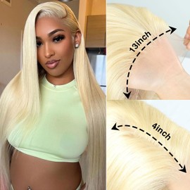 Ying Guan 13x4 613 Straight Human Hair Wigs 613 Blonde Lace Front Wig Human Hair Pre Plucked HD Transparent Lace Front Wigs Human Hair 180% Density Guleless Wig with Baby Hair (22 inch)