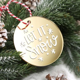 UNIQOOO 3“ Circle Gold Mirrored Acrylic Christmas Ornament, DIY Acrylic Blanks, Stocking Tag, Wedding Gift Tags, 20 Pack