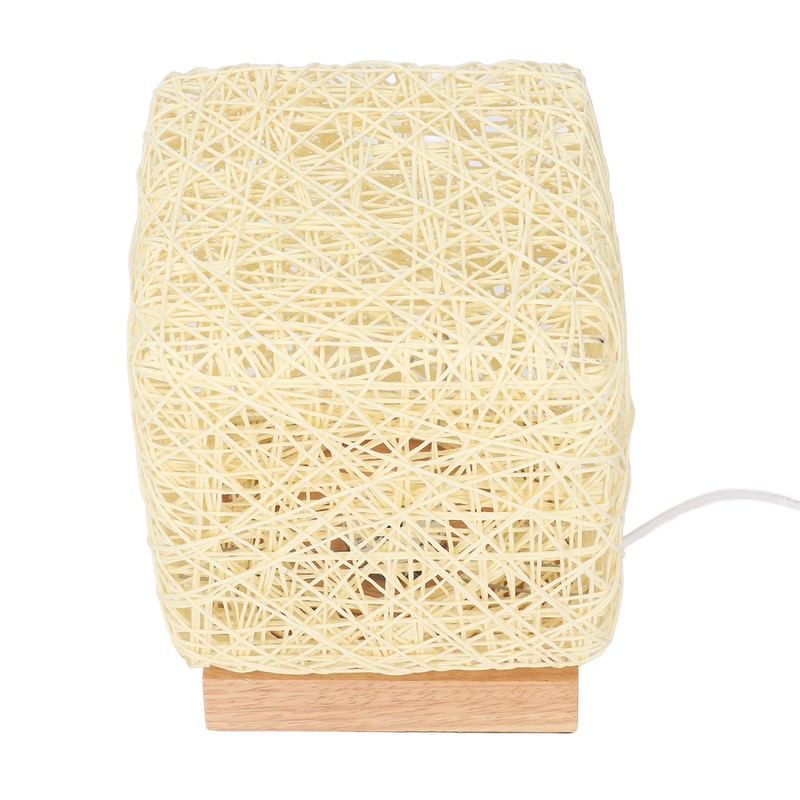 Rattan Table Lamp with LED Bulb USB Powered Decorative Hand
