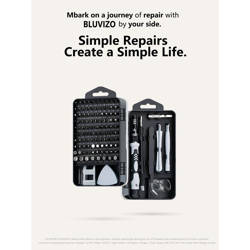 Bluvizo Electronics Precision Screwdriver Set: PC Repair Tool Kit 126