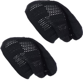 BYOS Women's Airy Cutout Cable Lightweight Slouchy Crochet Knit Beanie Hat