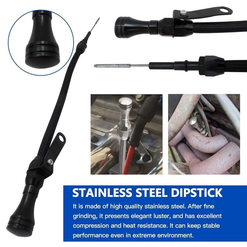 for LS Truck Engine Flexible Oil Black Dipstick Aluminum Stainless