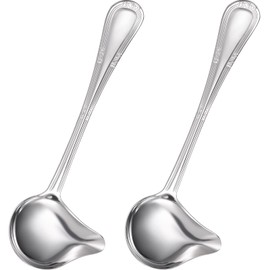 Small Ladle Gravy Ladle Drizzle Spoon 18/10 Stainless Steel Saucier Sauce Soup Spoon for Spooning Gravies and Sauces (2 Pieces)