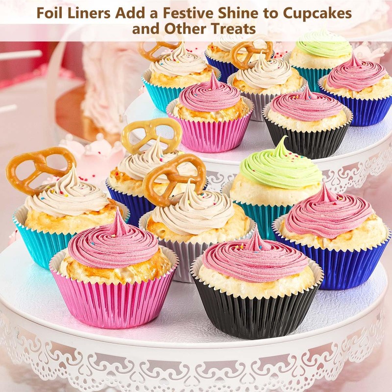 Gifbera Standard Pink Foil Cupcake Liners Wrappers Baking Cups for