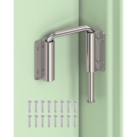 MeBantoo Updated U Patio Sliding Door Loop Lock Latch - 90/180 Degree Aluminum Alloy Security Bolt Lock for Barn, Garden, Fence Gate, Window - Multi-Angle Mounting (Silver-1 PC)