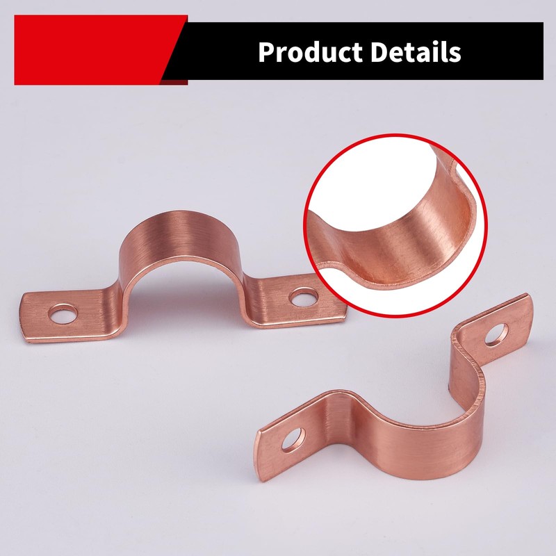 ROGVOC Plumbing Copper Pipe Straps, 50-Pcs 1/2 inch 2-Hole Pipe