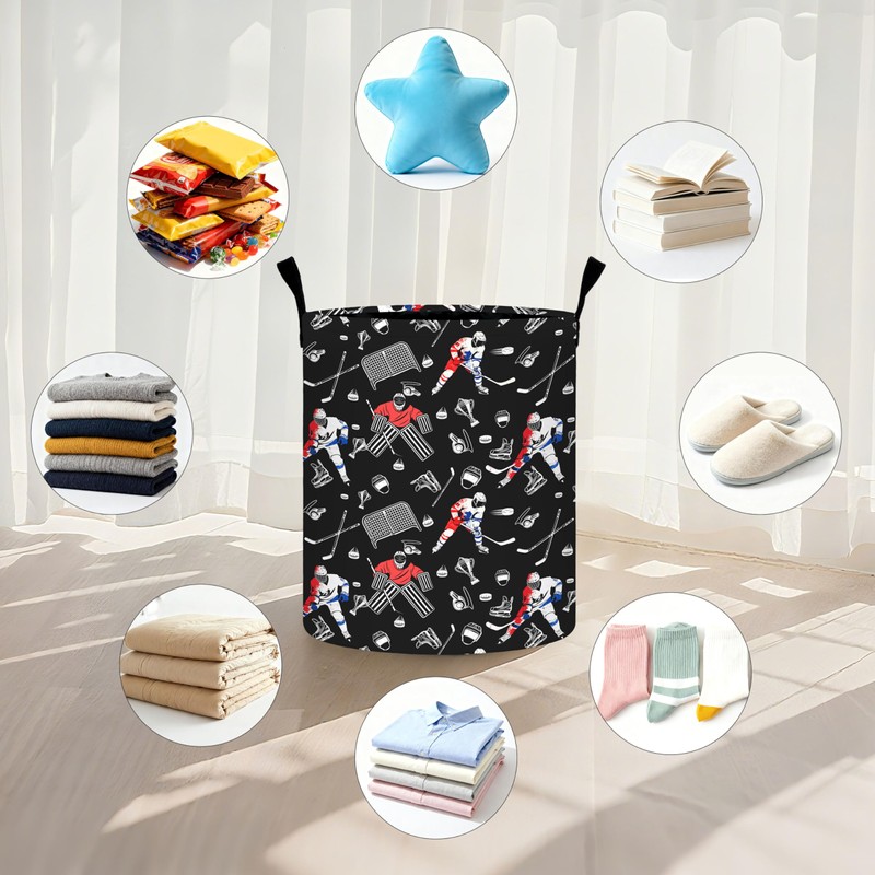 Hockey Laundry Basket Storage Bin Foldable Laundry Hamper Clothes Storage