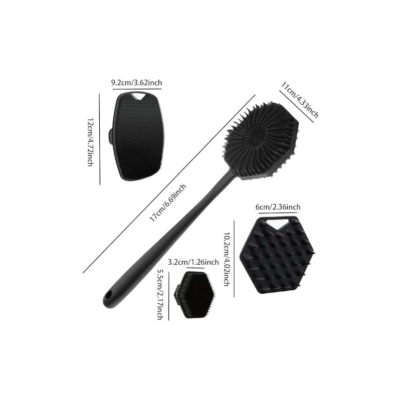 Set de Cepillos de Baño de Silicona 4 en 1