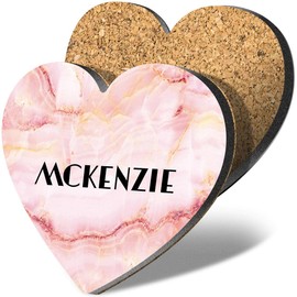 1 x Heart Coaster - Name Mckenzie Marble Stone Texture Letter Lettering Initial Cork Backed MDF Glossy Tea Coffee Accessory #277251