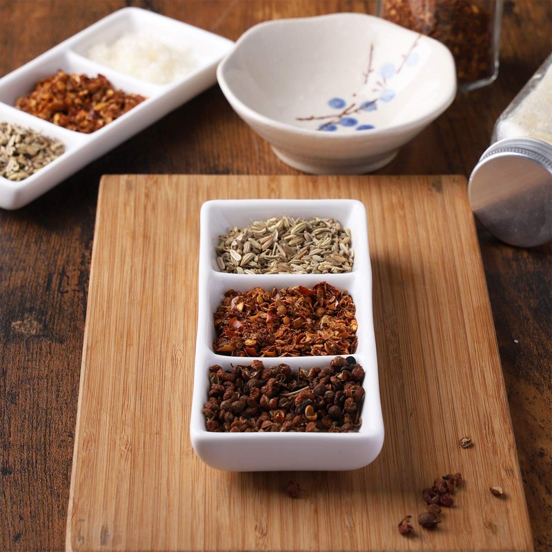 DOITOOL 2Pcs Ceramic Serving Platters, 3 Compartment Appetizer Serving Trays
