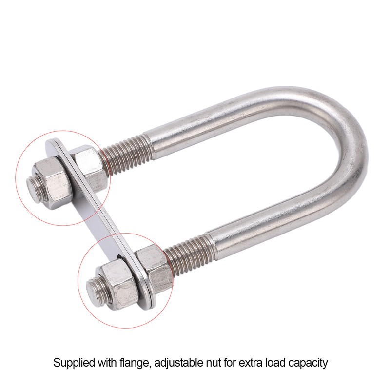 12x130mm Marine Bow Stern Eye U Bolt with Adjustable Screw