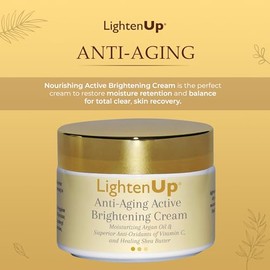 LIGHTEN UP | Crema Aclarante Despigmentante Facial y Corpora l Anti Manchas y Anti Age | con Vitamina C, Glicerina, Aceite de Argán y Manteca de Karité | Hidrata y reduce líneas de expresión | 4.4oz 100ml