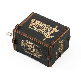 The Legend of Zelda Music Box Hand Crank Carved Wooden Musical Box,Musical Gift,Play Song of Storms from Ocarina of Time,Black