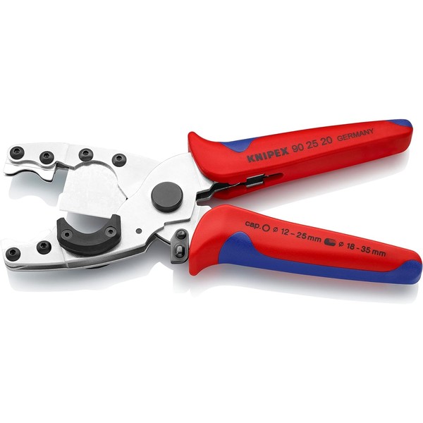 KNIPEX Pipe Cutter for composite pipes (12 – 25 mm) and protective tubes (18 – 35 mm) with multi-component grips galvanized 90 25 20
